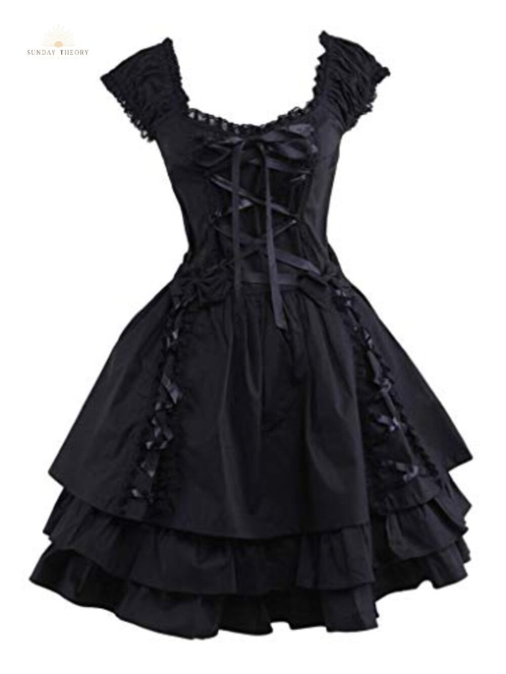 Classic Lolita Dress Gothic Lace-up Cosplay Costume with Puffy Skirt